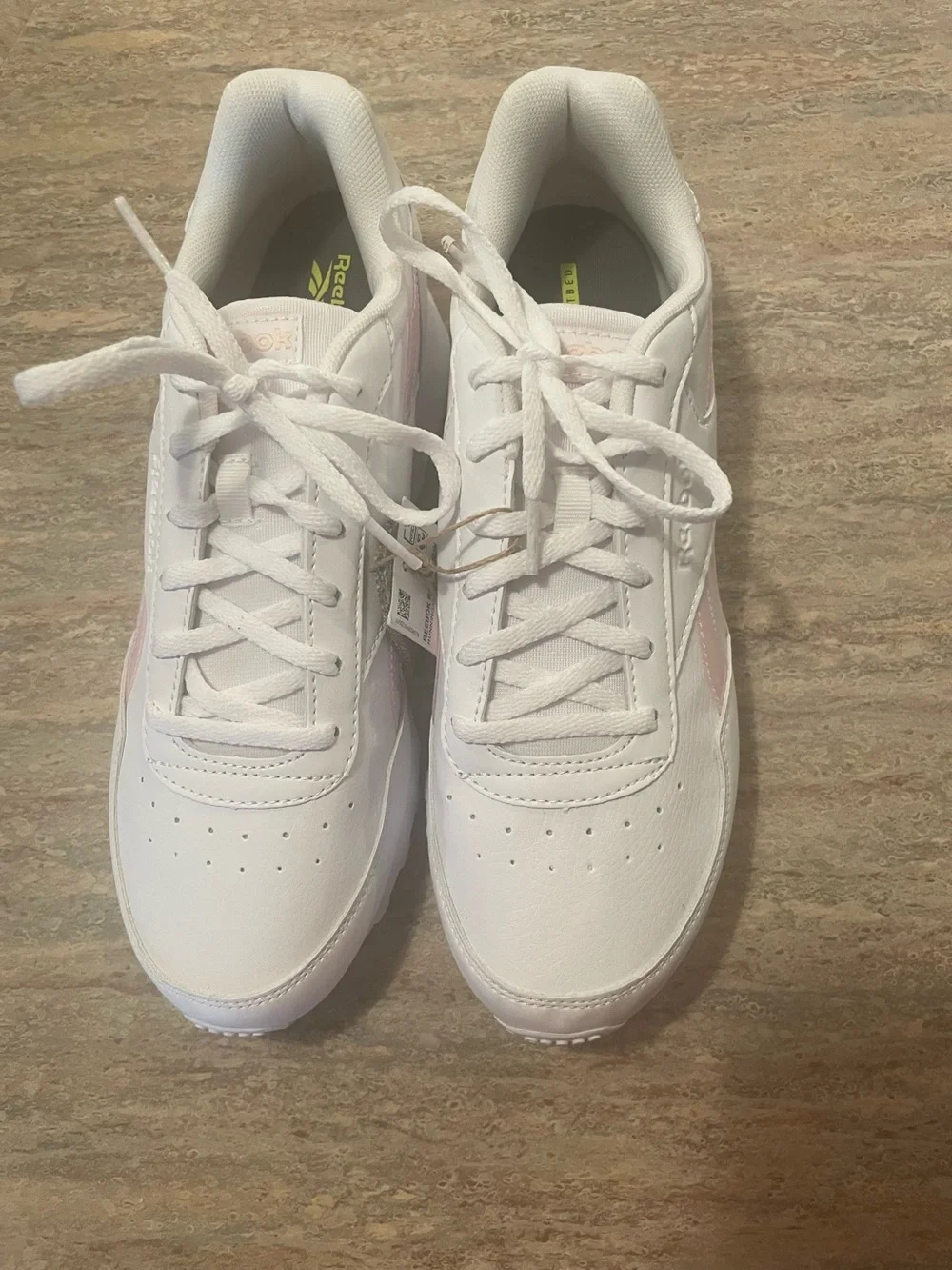 Reebok Women's Classic White Sneakers with Pink Accent size 9